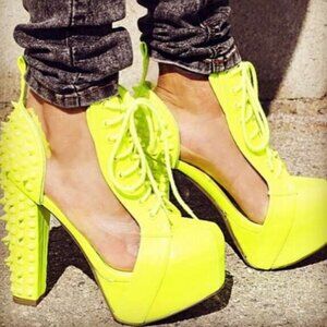 SEE ME SPIKING Spike Platform Boots NEON YELLOW & See Through ( BRAND NEW ! )